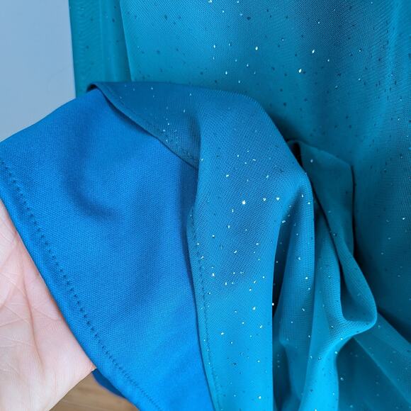 Vintage Nites Prom Dress Maxi Gown 6 Blue Teal Y2K Fairy Ombre Ruffle Glam 90s - Picture 7 of 11